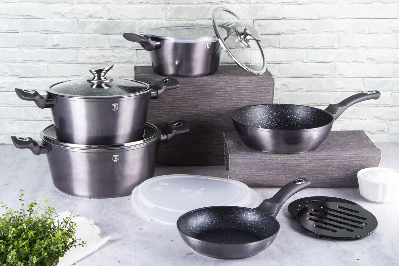 Set pentru gatit Berlinger Haus, Carbon Pro, 13 piese, aluminiu forjat, gri inchis - imagine 5